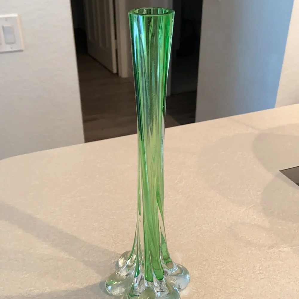 Vintage Green Swirl Bud Vase